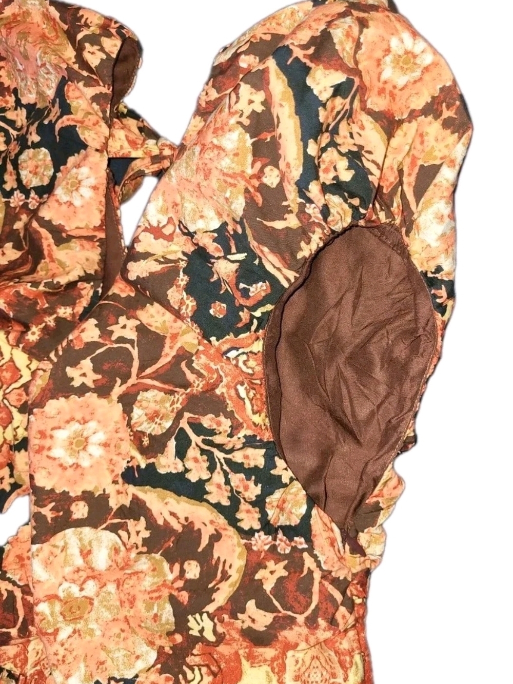 Anthropologie Floral Tie-Back Dress - Navy & Rust - Picture 4 of 14